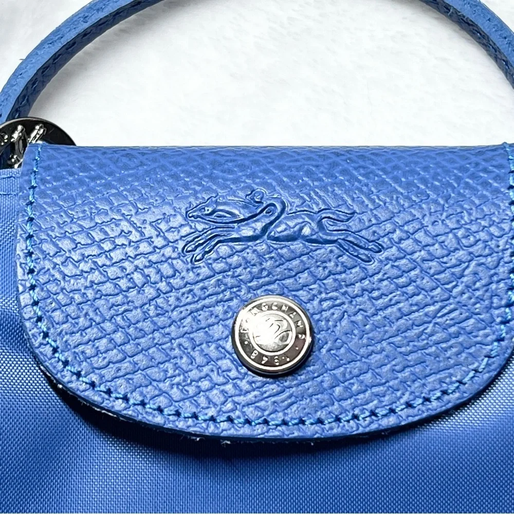 Longchamp Le Pliage Green Mini City Pouch with handle in Cornflower - w/ Strap - Picture 2 of 10